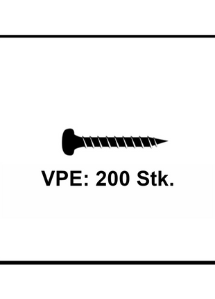 Fischer Power-Fast II FPF II Chipboard screw 5.0x20mm, 200 pcs. Pan Head, Torx drive, full thread, blue zinc galvanized (670435)