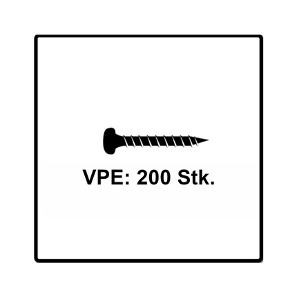 Fischer Power-Fast II FPF II Chipboard screw 5.0x20mm, 200 pcs. Pan Head, Torx drive, full thread, blue zinc galvanized (670435)