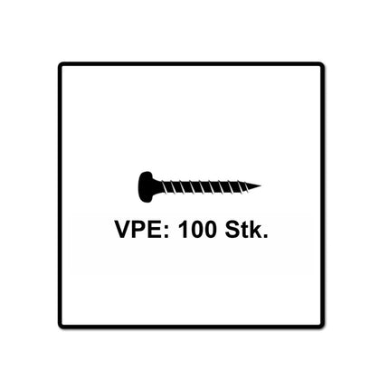 Fischer Power-Fast II FPF II Chipboard screw 5.0x40mm 100 pcs. Pan Head with Torx drive, Full thread, galvanised, blue passivated ( 670438 )