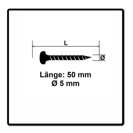 Fischer Power-Fast II FPF II Spanplattenschraube 5,0x50 mm 100 Stück ( 670439 ) Pan Head mit Torx Vollgewinde galvanisch verzinkt, blau passiviert