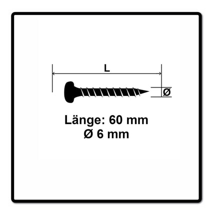 Fischer Power-Fast II FPF II Viti per truciolato 6,0x60 mm - 50 pz. ( 670532 ) Pan Head con filettatura piena Torx galvanizzato, passivato blu