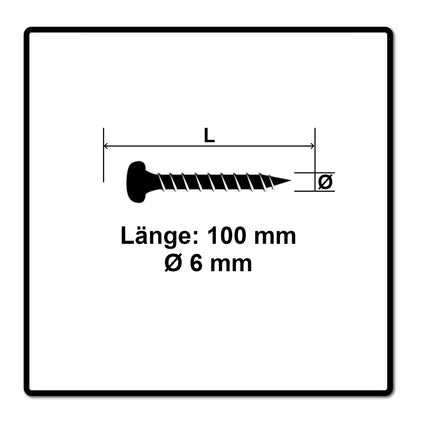 Fischer Power-Fast II FPF II Viti per pannelli 6,0x100 mm - 25 pz. ( 670533 ) Testa tonda con filettatura Torx parziale elettrolitica, blu passivata