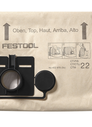 Festool FIS-CT 22/5 Filtersack 5 Stück ( 452970 ) für CT 22 Absaugmobile - Toolbrothers