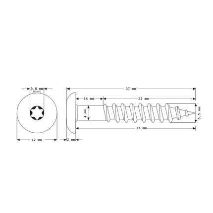 Meisterling Fassadenschrauben 5,5x35 mm 100 Stück ( 010030000115 ) 12 mm Flachkopf dunkelgrau mit Torx Teilgewinde V4A Edelstahl