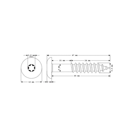 Meisterling Vis de façade 5,5x45 mm, 100 pcs., tête plate 12 mm, filetage partiel, empreinte Torx, acier inoxydable V4A, blanc (010030000311)