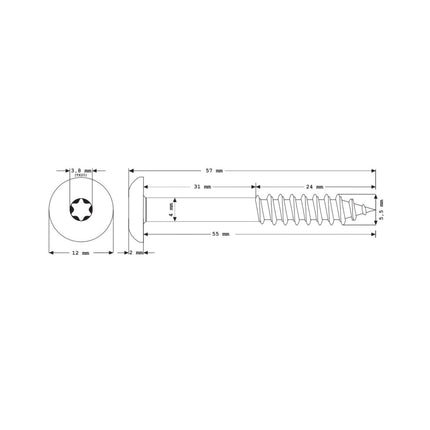 Meisterling Fassadenschrauben 5,5x55 mm 100 Stück ( 010030000451 ) 12 mm Flachkopf oxidrot mit Torx Teilgewinde V4A Edelstahl