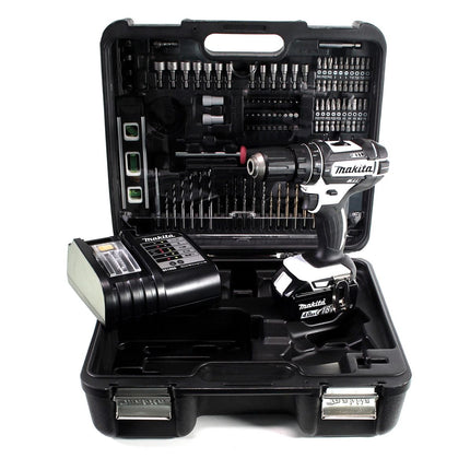 Makita DHP 482 SMTKW perceuse à percussion sans fil 18 V 62 Nm + 1 batterie 4,0 Ah + chargeur + jeu d'accessoires 101 pièces + mallette