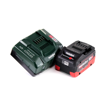 Juego básico de adaptador de corriente para batería Metabo PA 14.4-18 LED-USB con 1 batería LiHD de 5,5 Ah + cargador ASC145