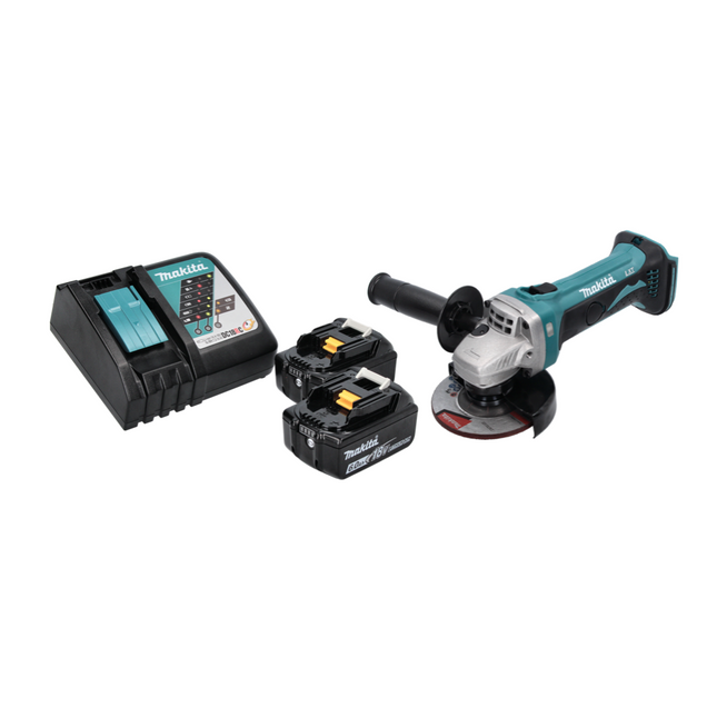 Makita DGA 452 RG cordless angle grinder 18 V 115 mm + 2x rechargeable battery 6.0 Ah + charger