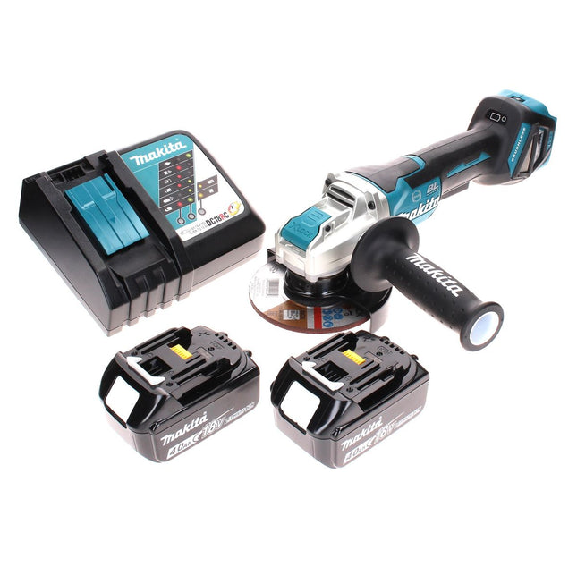 Makita DGA 519 RM cordless angle grinder 18 V 125 mm Brushless X-Lock + 2x battery 4.0 Ah + charger