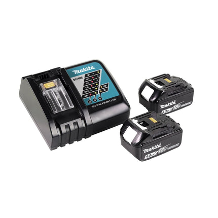 Amoladora angular sin cable Makita DGA 519 RT 18 V 125 mm Brushless X-Lock + 2x batería recargable 5,0 Ah + cargador