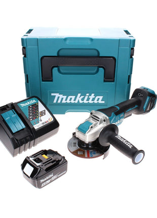 Makita DGA 519 RT1J Smerigliatrice angolare a batteria 18 V 125 mm Brushless X-Lock + 1x batteria ricaricabile 5,0 Ah + caricabatterie + Makpac
