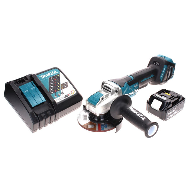 Makita DGA 519 RG1 Cordless angle grinder 18 V 125 mm Brushless X-Lock + 1x rechargeable battery 6.0 Ah + charger