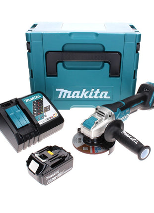 Makita DGA 519 RG1J Cordless angle grinder 18 V 125 mm Brushless X-Lock + 1x rechargeable battery 6.0 Ah + charger + Makpac