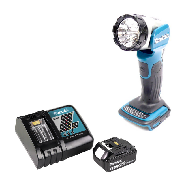 Makita BML802RG Lampada a batteria per batterie da 14,4 e 18V + 1x batteria 6,0Ah + caricabatterie