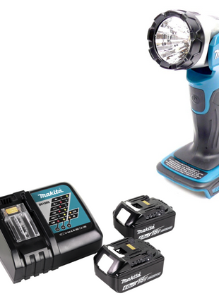 Makita BML 802 RG Lampa akumulatorowa do akumulatorów 14,4 i 18V + 2x akumulator 6,0 Ah + ładowarka