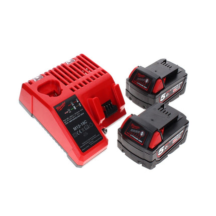Clavadora a batería Milwaukee M18 FFN-502C 18 V 50 - 90 mm sin escobillas + 2x baterías 5.0 Ah + cargador + maletín