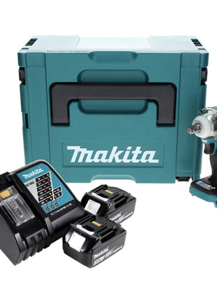 Makita DTW 300 RFJ cordless impact wrench 18 V 330 Nm 1/2" brushless + 2x rechargeable battery 3.0 Ah + charger + Makpac
