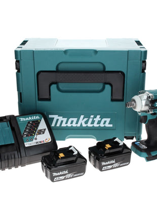 Makita DTW 300 RMJ Avvitatore ad impulsi a batteria 18V 330Nm 1/2" Brushless + 2x Batterie 4,0 Ah + Caricabatterie + Valigetta Makpac