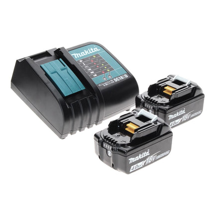 Taladro percutor inalámbrico Makita DHP 456 SMTX 18 V 50 Nm + 2x baterías 4,0 Ah + cargador + juego de brocas 70 piezas + maletín de aluminio TX