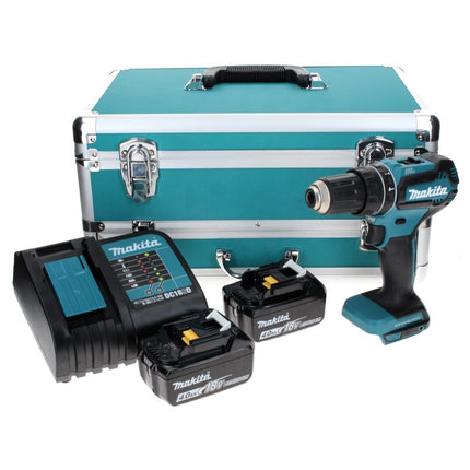 Makita DHP 485 SMTX Akku Schlagbohrschrauber 18 V 50 Nm Brushless + 2x Akku 4,0 Ah + Ladegerät + 70 tlg. Bit Bohrer Set + TX Alu Koffer