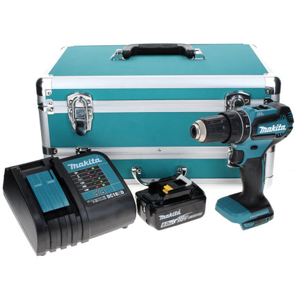 Makita DHP 485 SG1TX Akku Schlagbohrschrauber 18 V 50 Nm Brushless + 1x Akku 6,0 Ah + Ladegerät + 70 tlg. Bit Bohrer Set + TX Alu Koffer