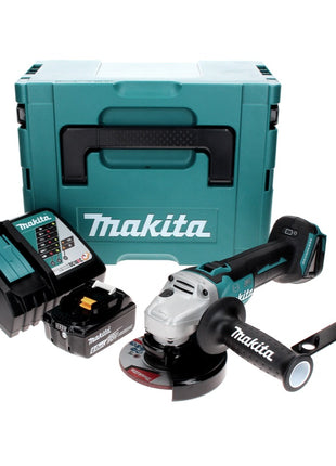 Makita DGA 506 RG1J Cordless angle grinder 18 V 125 mm brushless + 1x rechargeable battery 6.0 Ah + charger + Makpac