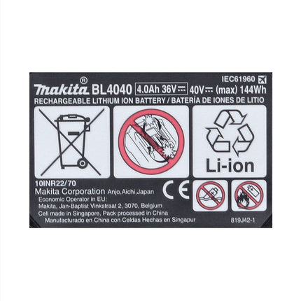 Makita BL 4040 Batteria 40 V max. 4,0 Ah XGT ( 191B26-6 ) - Classe di protezione IP64 / con LED