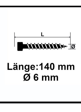 SPAX IN.FORCE Screw 6.0 x 140mm - Full thread - Cylindrical head - Torx T-STAR Plus T30 - WIROX - 4CUT drill point- 100 pcs. ( 1211010601405)