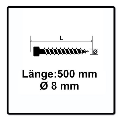 SPAX IN.FORCE Schraube 8,0 x 500 mm 25 Stk. Torx T-STAR Plus T40 ( 1221010805005 ) Vollgewinde Zylinderkopf WIROX CUT Bohrspitze
