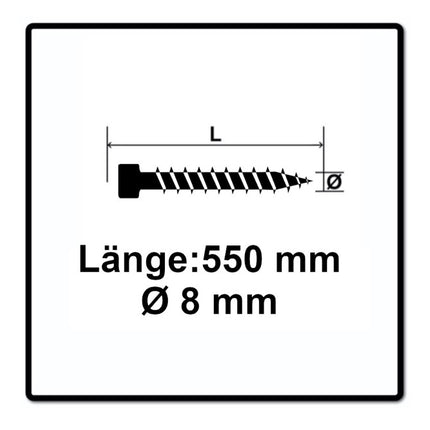 SPAX IN.FORCE Schraube 8,0 x 550 mm 25 Stk. Torx T-STAR Plus T40 ( 1221010805505 ) Vollgewinde Zylinderkopf WIROX CUT Bohrspitze