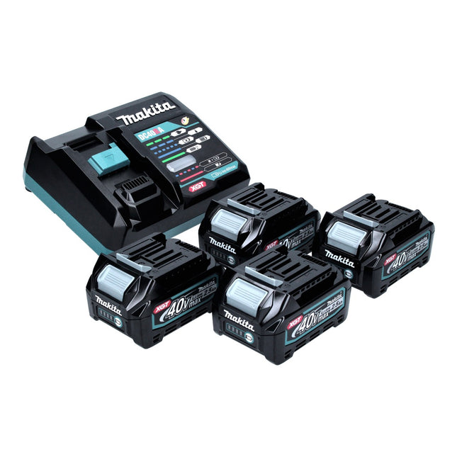 Kit di alimentazione Makita 40 V max. con 4x batterie BL 4025 2,5 Ah XGT ( 4x 191B36-3 ) + caricatore rapido DC 40 RA XGT LXT ( 191E07-8 )