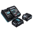 Makita Power Source Kit 40 V max. mit BL 4025 Akku 2.5 Ah ( 191B36-3 ) + DC 40 RA Schnell Ladegerät ( 191E07-8 ) + ADP10 Ladeadapter LXT auf XGT 14,4V 18V ( 191C10-7 )
