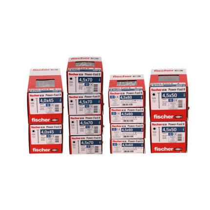 Fischer L-Boxx 238 Power Fast II Juego de tornillos para aglomerado de 3401 piezas (558740) + cabeza avellanada L-Boxx con Torx rosca completa/rosca parcial galvanizado, pasivado azul