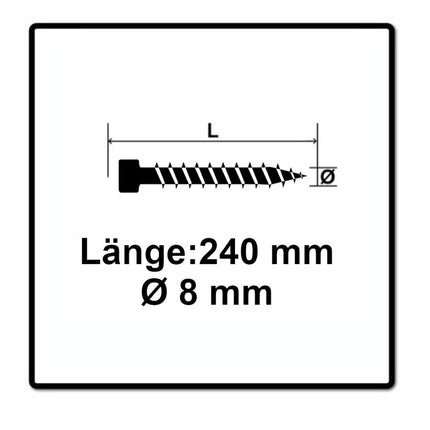 SPAX IN.FORCE Schraube 8,0 x 240 mm 250 Stk. ( 5x 1221010802405 ) Torx T-STAR Plus T40 Vollgewinde Zylinderkopf WIROX CUT Bohrspitze