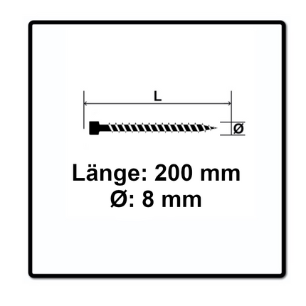 SPAX IN.FORCE Screw 8,0 x 200mm - Torx - T-STAR Plus T40 - Full thread - Cylindrical head - WIROX - CUT drill point 250 pcs. (5x 1221010802005)