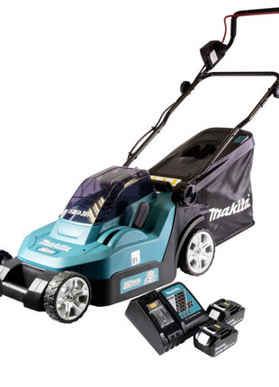 Makita DLM 432 RF2 cordless lawn mower 36 V ( 2x 18 V ) 43 cm brushless + 2x rechargeable battery 3.0 Ah + charger