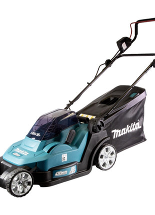 Tosaerba a batteria Makita DLM 432 PM2 36 V (2x 18 V) 43 cm senza spazzole + 2x batterie da 4,0 Ah + doppio caricabatterie
