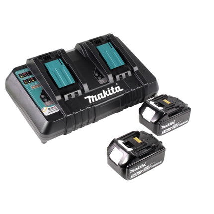 Cortacésped a batería Makita DLM 432 PT2 36 V (2x 18 V) 43 cm sin escobillas + 2x batería 5,0 Ah + cargador doble