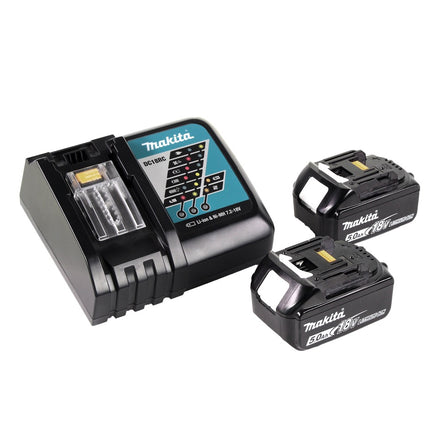 Makita DLM 382 RT2 cordless lawn mower 36 V ( 2x 18 V ) 38 cm 40 l + 2x battery 5.0 Ah + charger