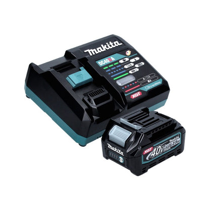 Amoladora angular a batería Makita GA 008 GD101 40 V máx. 125 mm sin escobillas XGT + 1x batería 2,5 Ah + cargador + campana de aspiración + Makpac
