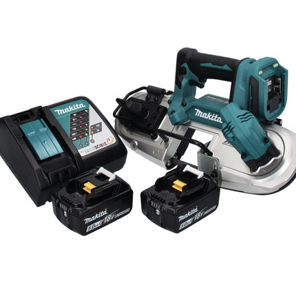 Sega a nastro a batteria senza spazzole Makita DPB 183 RT 18 V 66 mm + 2x batterie 5,0 Ah + caricabatterie