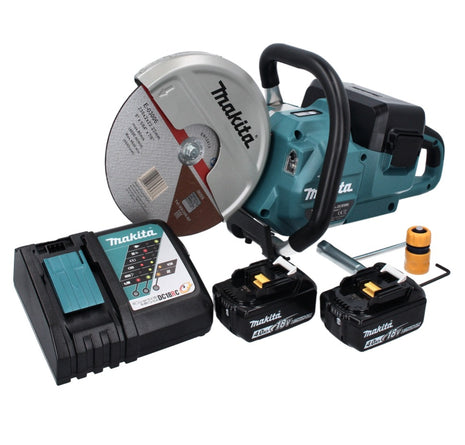 Makita DCE 090 RM2X1 Cordless Brushless Disc Cutter 36 V (2x 18 V) 230 mm + Batteries 4.0 Ah + Charger