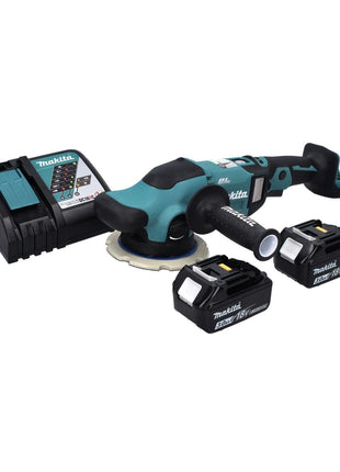 Makita DPO 600 RF akumulatorowa polerka mimośrodowa 18 V 150 mm XPT bezszczotkowa + 2x akumulator 3,0 Ah + ładowarka
