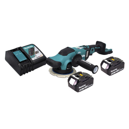 Makita DPO 600 RM akumulatorowa polerka mimośrodowa 18 V 150 mm XPT bezszczotkowa + 2x akumulator 4,0 Ah + ładowarka