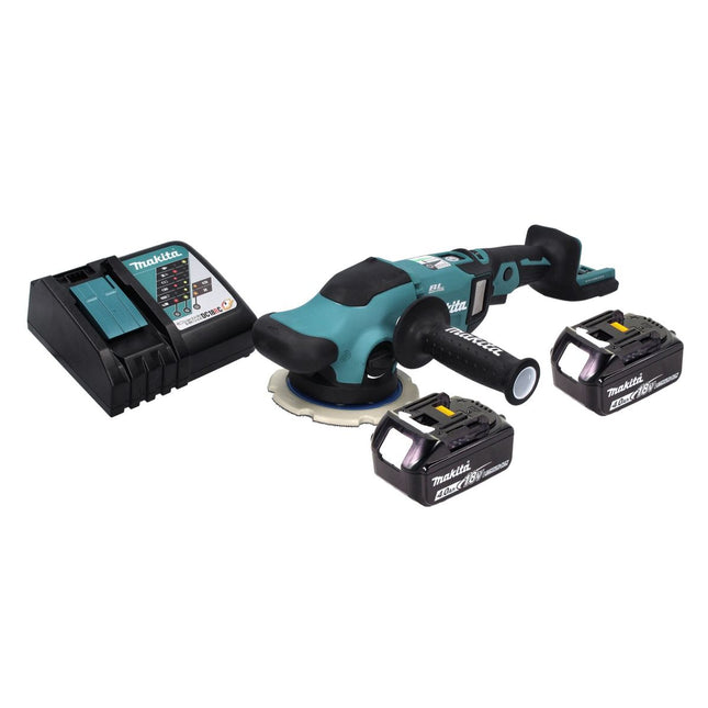 Makita DPO 600 RM Pulidora excéntrica a batería 18 V 150 mm XPT Brushless + 2 baterías de 4,0 Ah + cargador