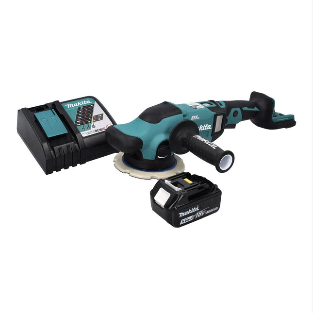 Makita DPO 600 RT1 Pulidora excéntrica a batería 18 V 150 mm XPT Brushless + 1 batería de 5,0 Ah + cargador