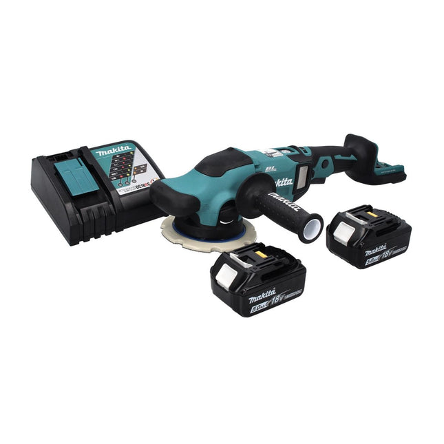 Makita DPO 600 RT Pulidora excéntrica a batería 18 V 150 mm XPT Brushless + 2 baterías de 5,0 Ah + cargador