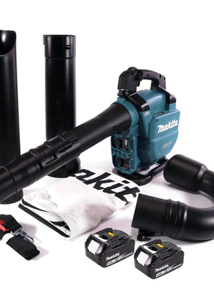 Makita DUB 363 M2V Soffiatore / aspirafoglie a batteria 36 V ( 2x 18 V ) Brushless + set di aspirazione + 2x batteria 4,0 Ah - senza caricabatterie
