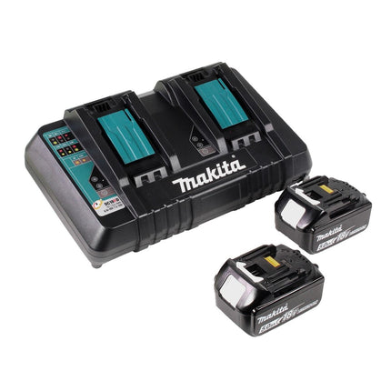 Makita DUB 363 PT2V Aspirateur Souffleur sans fil 36 V ( 2x 18 V ) Brushless + 2x Batterie 5,0 Ah + 1x Double chargeur + Kit d'aspiration